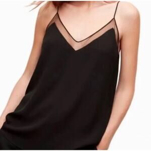 Aritzia Babaton Minimalist Galen Mesh V Neck Camisole Small Black